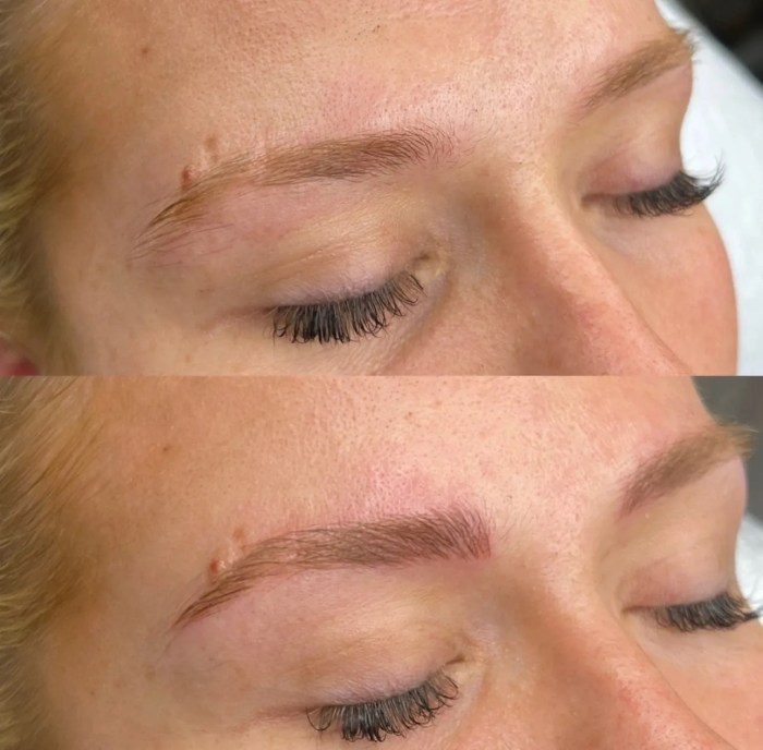 Before and after brow tattoo by Emmanita Cosmetic Tattoo